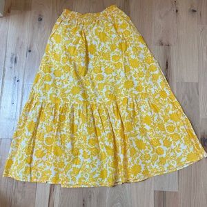 Who What Wear Yellow Floral A-Line Skirt